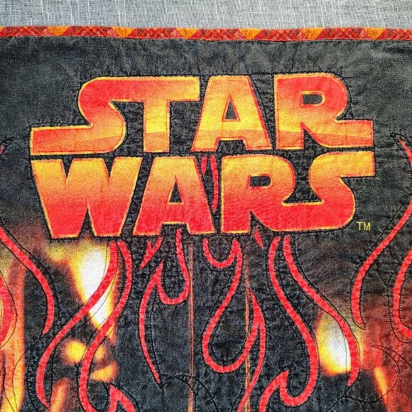 VINTAGE Star Wars Baby Blanket Quilted Stitches Revenge Of The Sith Darth Vader - Picture 7 of 9